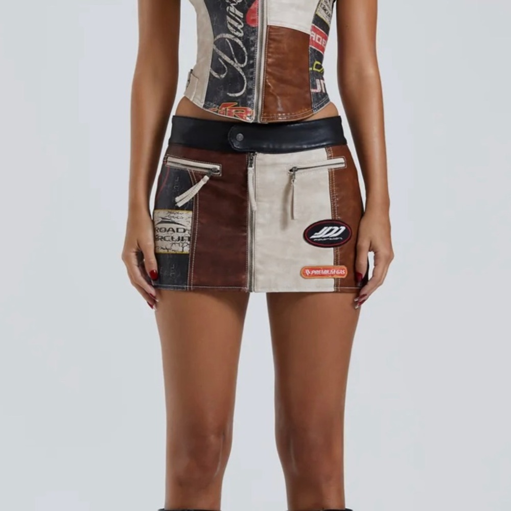 Jaded London Daytona Vegan Leather Mini Skirt
